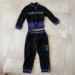 BEBE Black & Purple Two-Piece Track Set